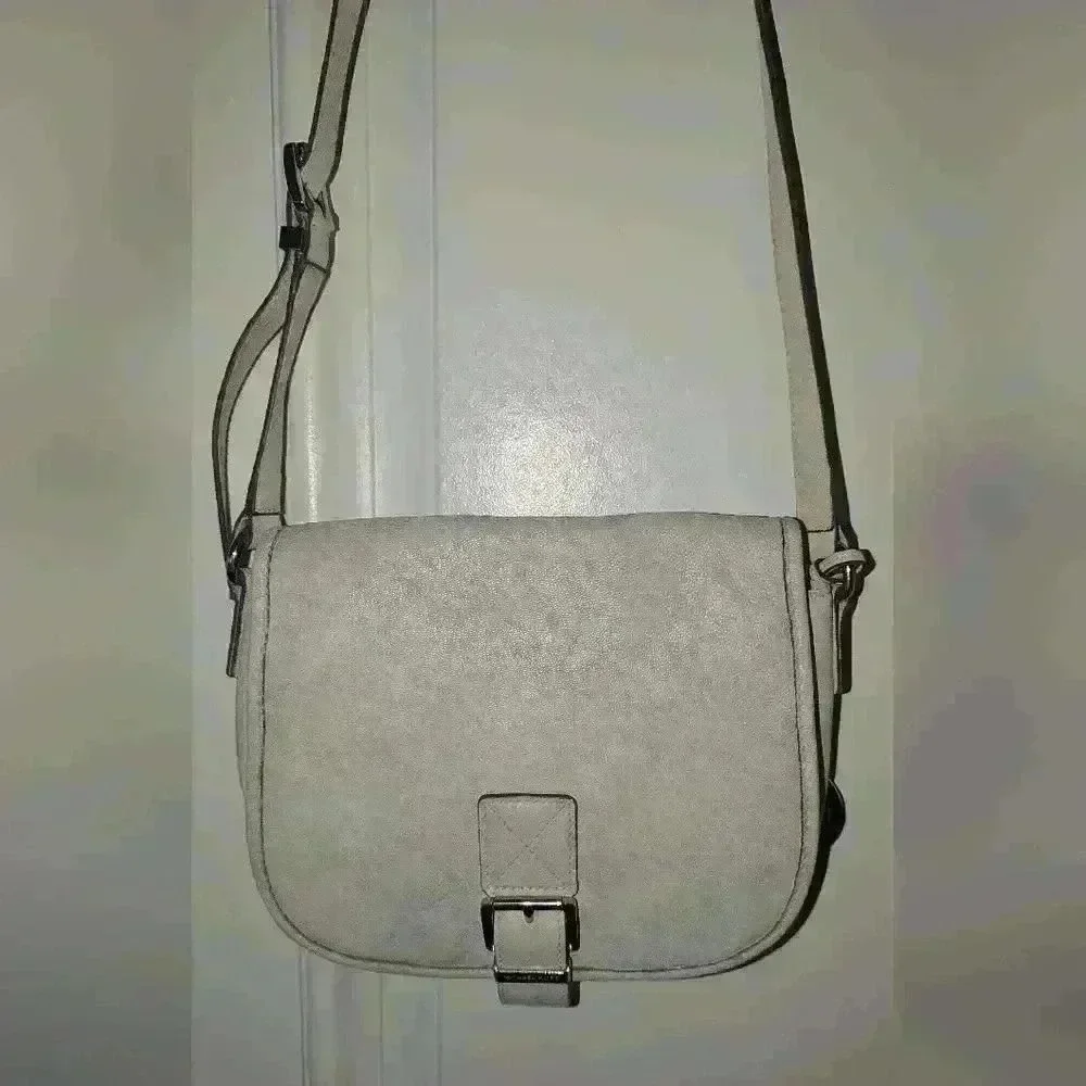Michael Kors White Leather Saddle Bag